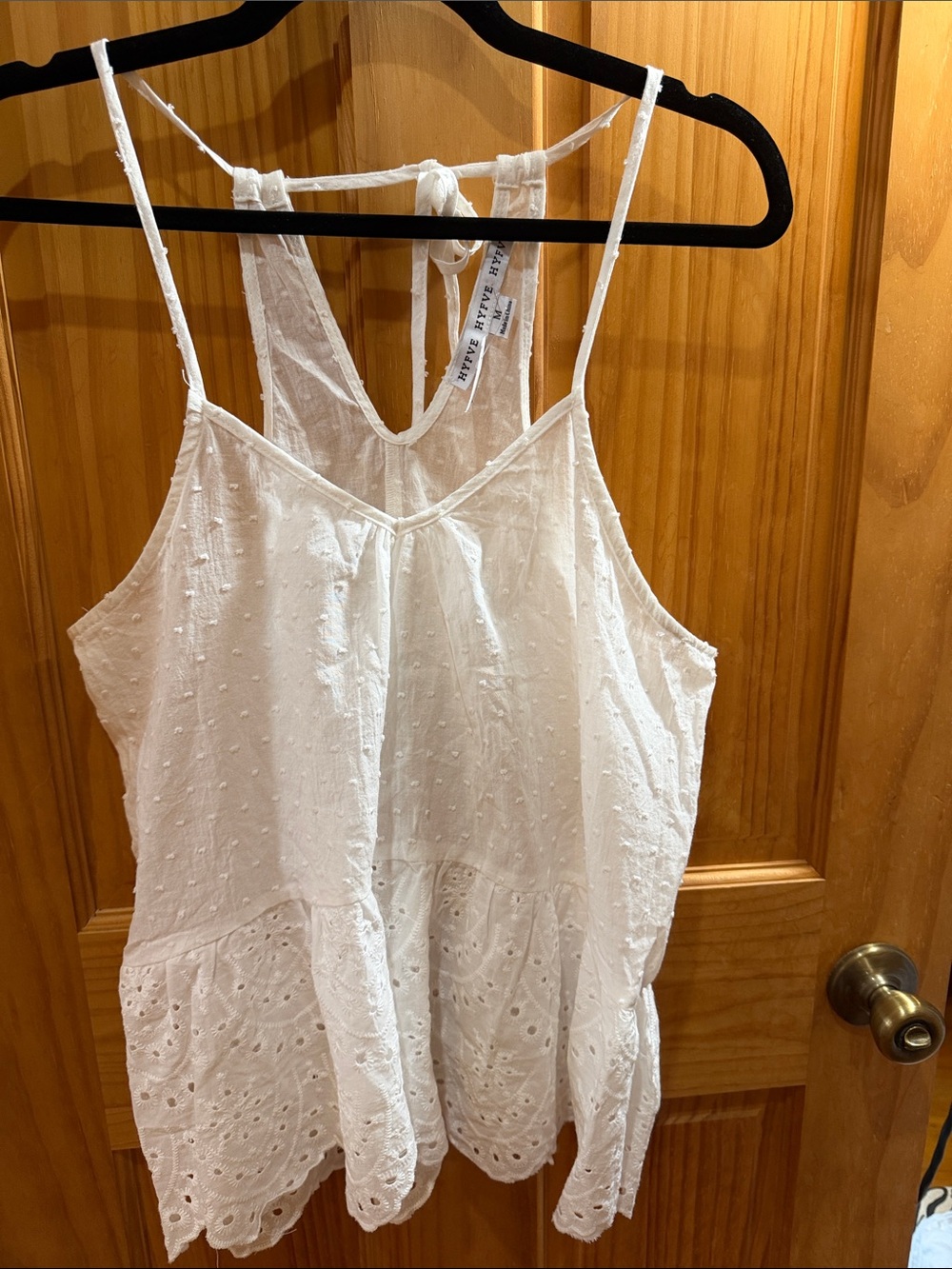 HYFVE White Eyelet Tiered Camisole Tank